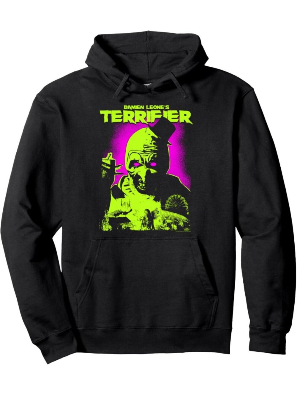 Glow-in-the-Dark Horror Hoodie with Terrifying Clown Design - Unique Neon Art